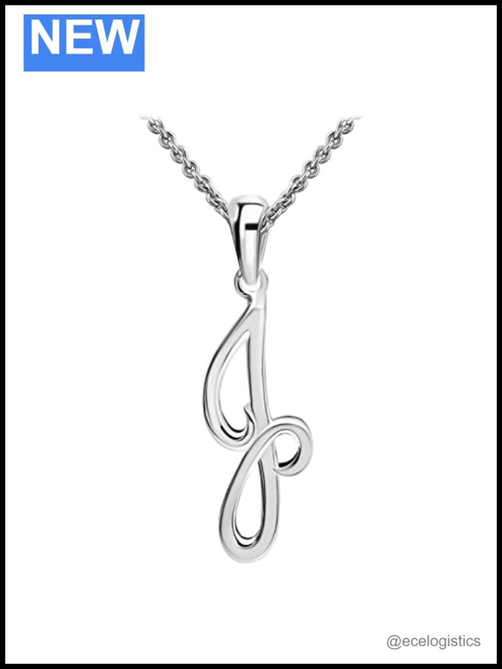 Sterling Silver Initial Necklace, 18in Rolo Chain, Personalized Letter Pendant